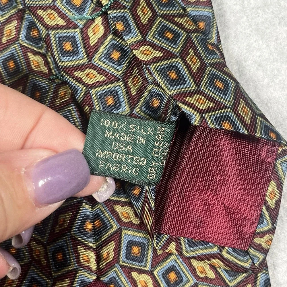 J. CREW Hand Made USA 100% Silk Dress Tie‎ Men's Geometric Multicolor
